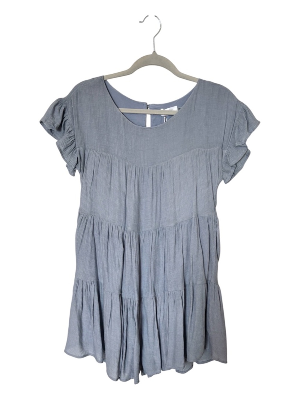 Blu Ivy Dress Tiered Ruffle Short Sleeve Small Blue NWT - Picture 3 of 12